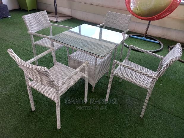 Elegant White 4 Seater Outdoor Set