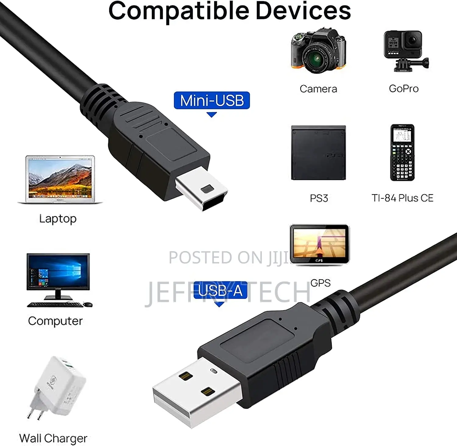 Mini USB 2.0 Cable 5pin Mini USB to USB Fast Data Charger Ca