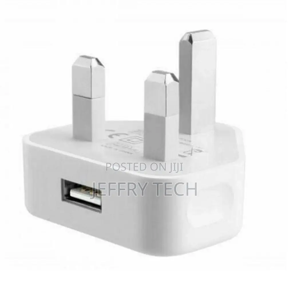 3 Pin USB Charger UK Plug Wall Adapter With 1 Ports Trav