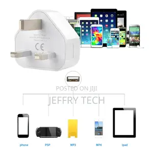 3 Pin USB Charger UK Plug Wall Adapter With 1 Ports Trav