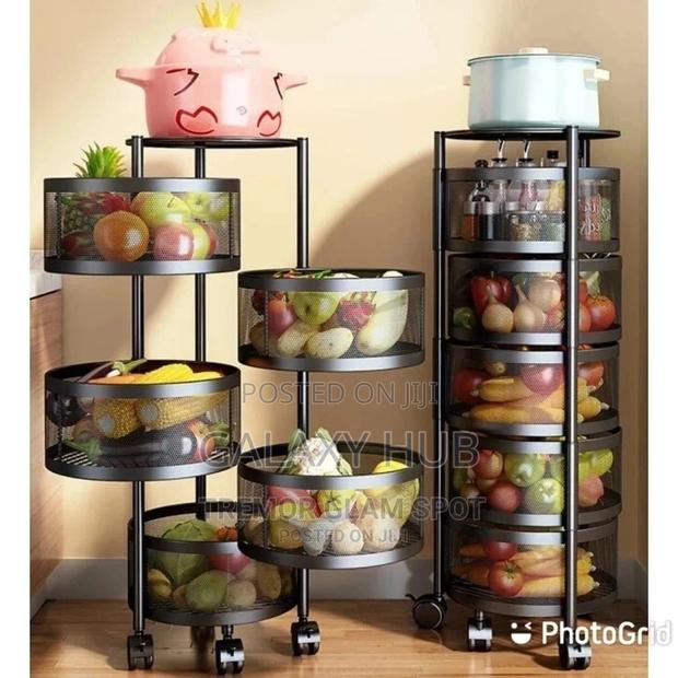 Fruits/Kitchen Rotating Storage Rack With Wheels
