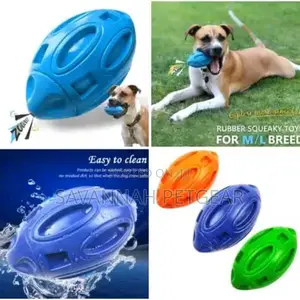 Rugby Shape Squeaky Dog Ball Toy