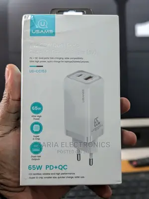 USAMS 65 Watts 3-Port Gan Charger