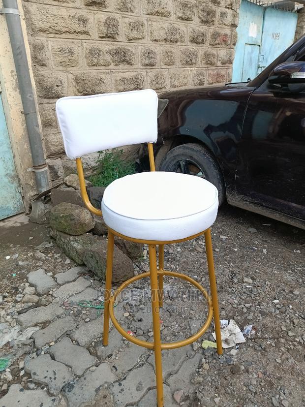 High Stool Chair White and Gold - main view