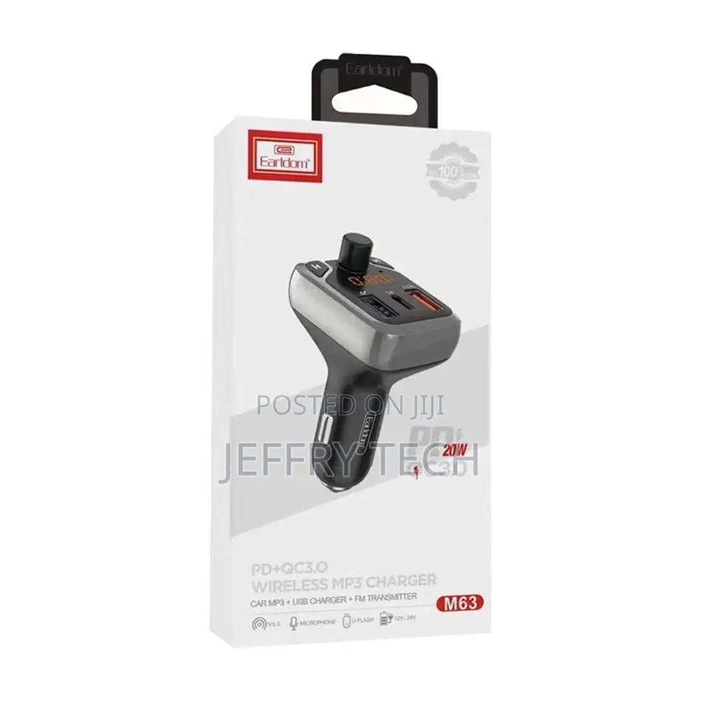 Fm Transmitter Earldom Et-M63, Bluetooth, Usb, Pd, Qc3.0, Bl