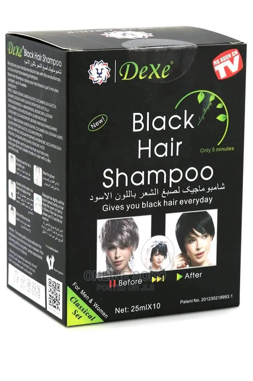 Black Hair Colour Shampoo, 1 Box (25ml X 10 Sachets)