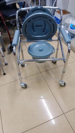 Foldable Portable Toilet Commode With Wheels - thumbnail 2