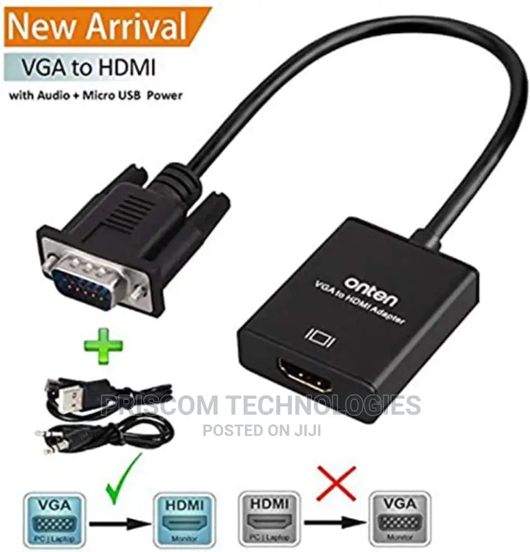 VGA Male to HDMI Female With 3.5MM Audio Jack Full HD 1080P