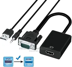 VGA Male to HDMI Female With 3.5MM Audio Jack Full HD 1080P