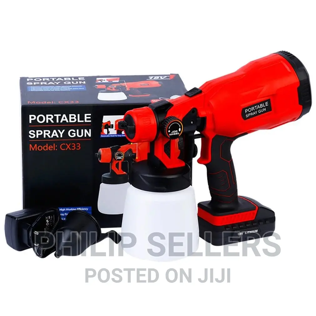 Cordless Electric Spray Gun Paint Sprayer Tool, W/ Battery,