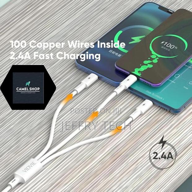 Vidvie 3 in 1 Multi Charging Cable,Ultra-Flexible, Fast Char - thumbnail 3