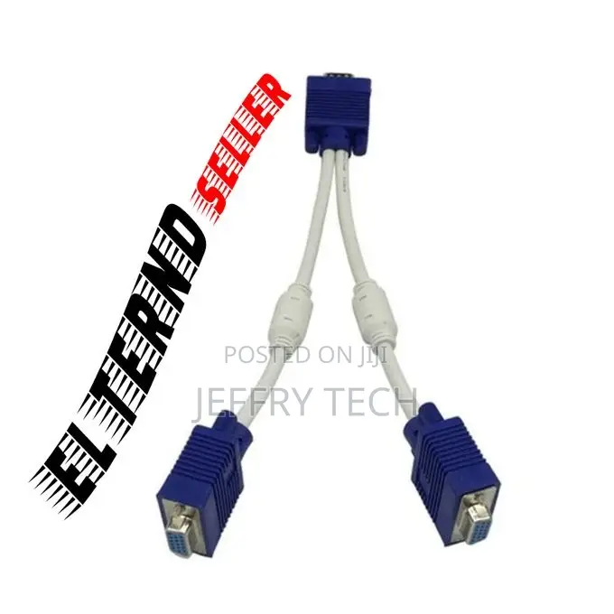 VGA Female to 2 VGA Male Adapter Cable to Operate Two Monito