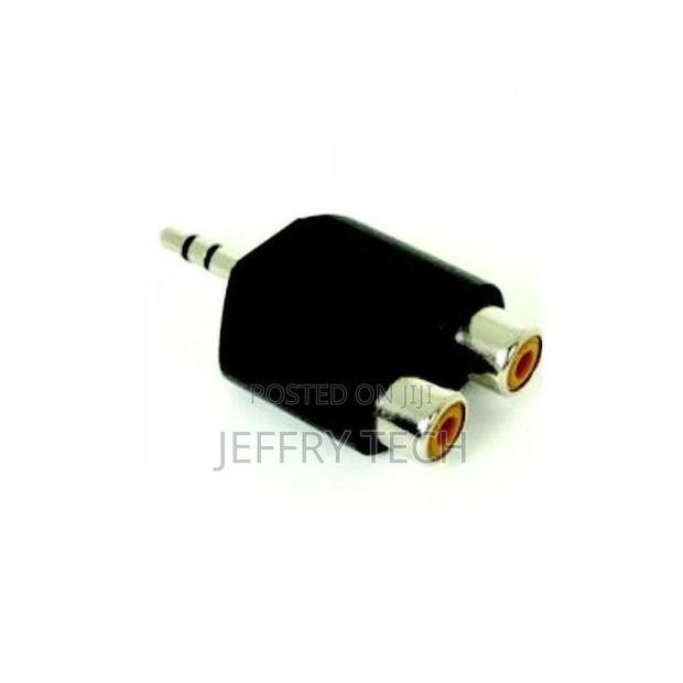 3.5mm Stereo Plug Male to 2 AV RCA Female Socket Audio Adapt