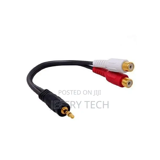 3.5mm Stereo Audio Male Jack to 2 RCA Female Plug Adapter H