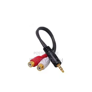 3.5mm Stereo Audio Male Jack to 2 RCA Female Plug Adapter H