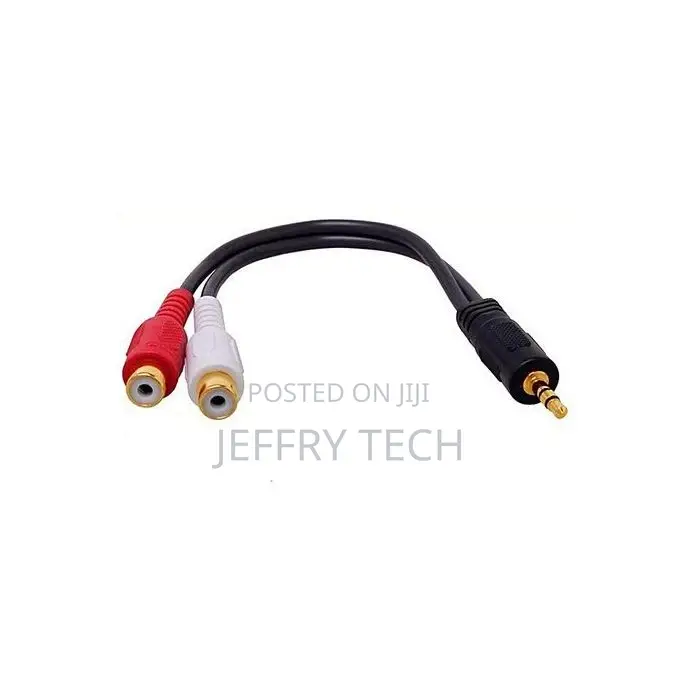 3.5mm Stereo Audio Male Jack to 2 RCA Female Plug Adapter H