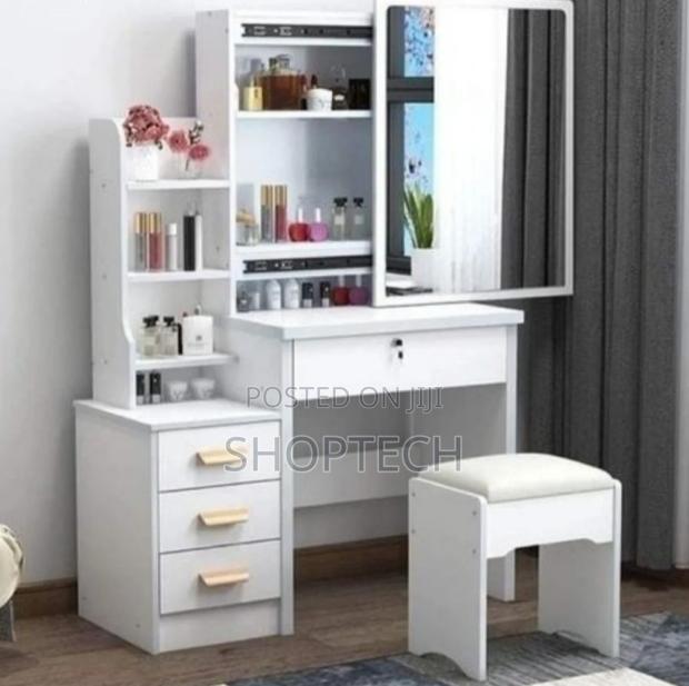 Dressing Table With Sliding Mirror(White)