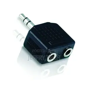 Golden 3.5mm Jack Plug to Double 3.5mm PC Speaker Adapter