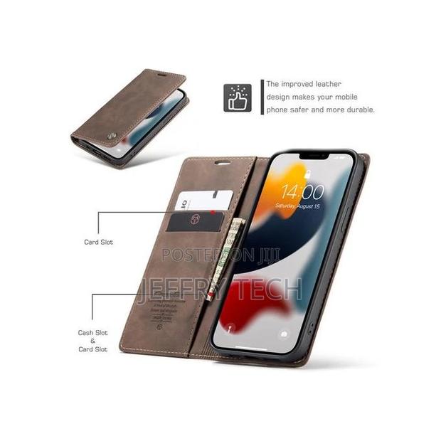 iPhone 13 Pro Max Flip Wallet Protection Leather Case Cover - thumbnail 3