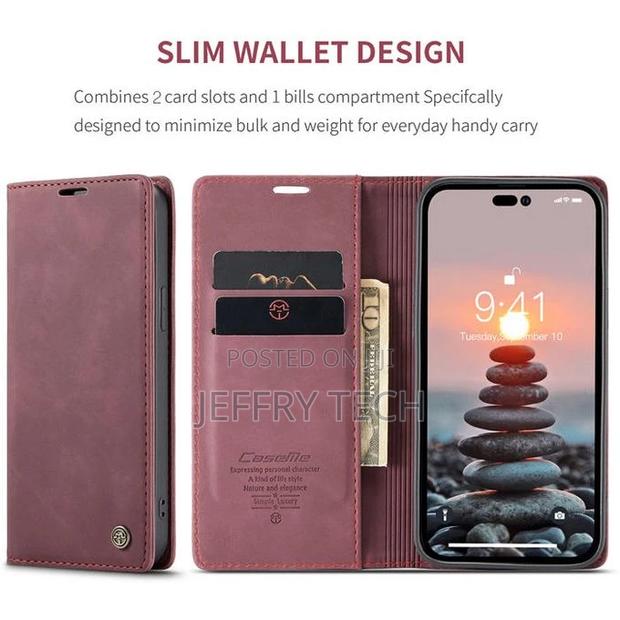 iPhone 14 Pro Max Flip Case Wallet Protection Leather Cover - thumbnail 2