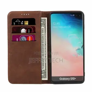 S10 Plus 5G Flip Case Card Holder Holster Magnetic Leather