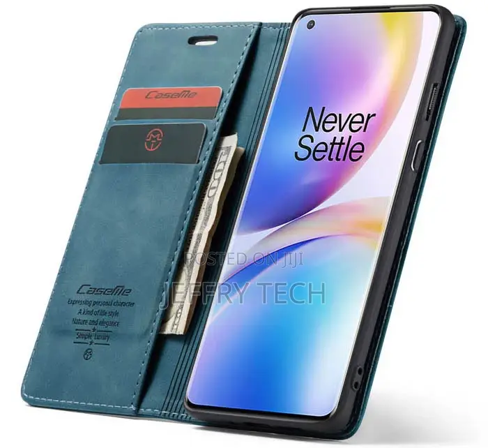 Oneplus 8 Pro Wallet Kickstand Magnetic Flip Case Blue