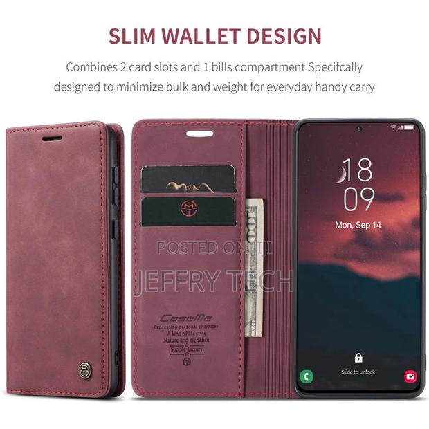Samsung Galaxy S23 Wallet Retro Leather Case Red - thumbnail 2
