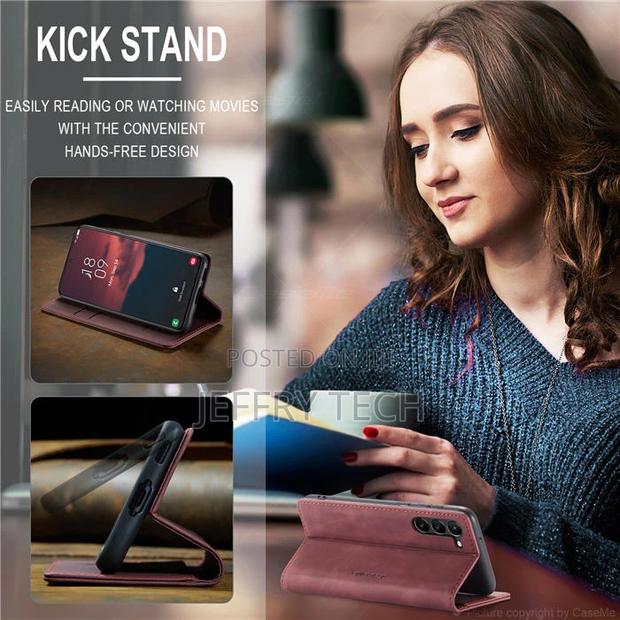 Samsung Galaxy S23 Wallet Retro Leather Case Red - thumbnail 3