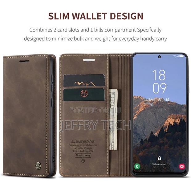 Samsung Galaxy S23 Wallet Retro Leather Case Coffee - thumbnail 2