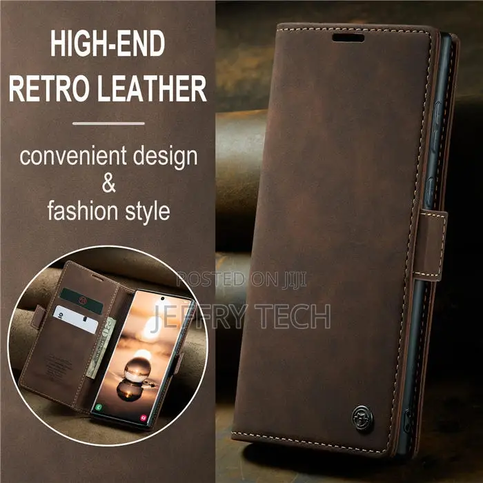 Samsung Galaxy S23 Ultra Wallet Retro Leather Case Coffee