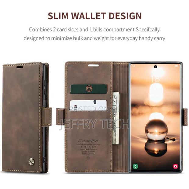 Samsung Galaxy S23 Ultra Wallet Retro Leather Case Coffee - thumbnail 2