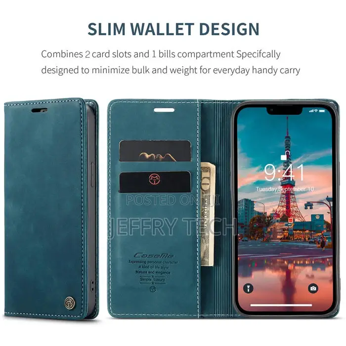 Sleep Stand Case Credit Card Leather Cover for iPhone 14