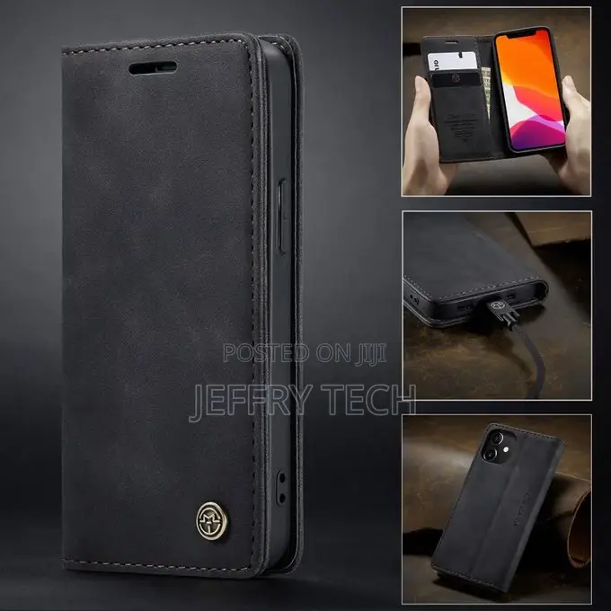 iPhone 12 Case Magnet Auto Sleep Flip Credit Card Leather