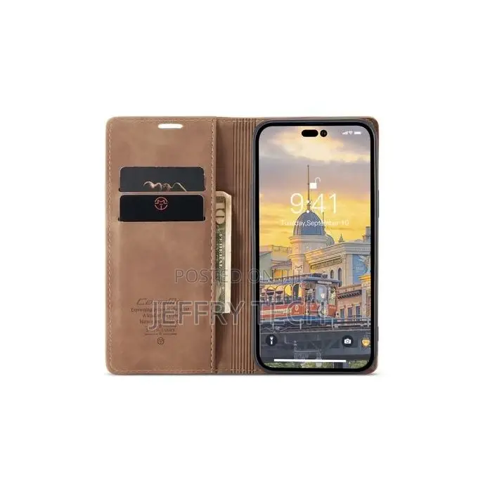 Leather Magnetic Card Wallet Case Cover for iPhone 14 Pro