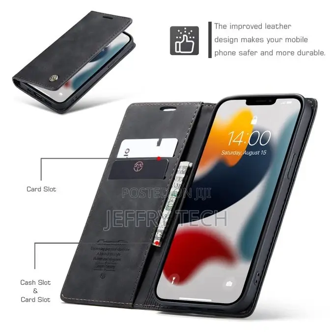 Retro Frosted Leather Case for iPhone 13 Pro Max(Black)