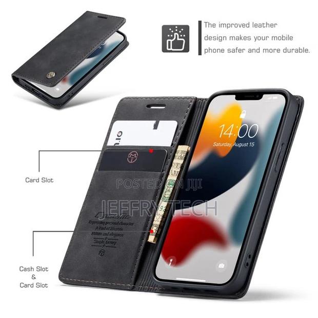 Leather Case With Card Slot Holder Wallet for iPhone 13- - thumbnail 3