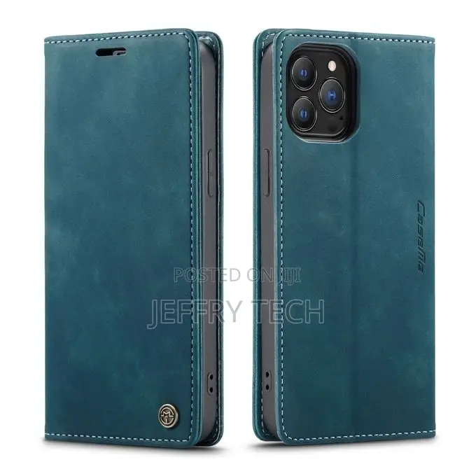 Flip Leather Case With Card Slot Holder iPhone 13 Pro(Blu