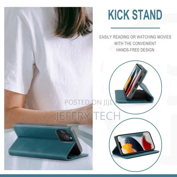 Flip Leather Case With Card Slot Holder iPhone 13 Pro(Blu