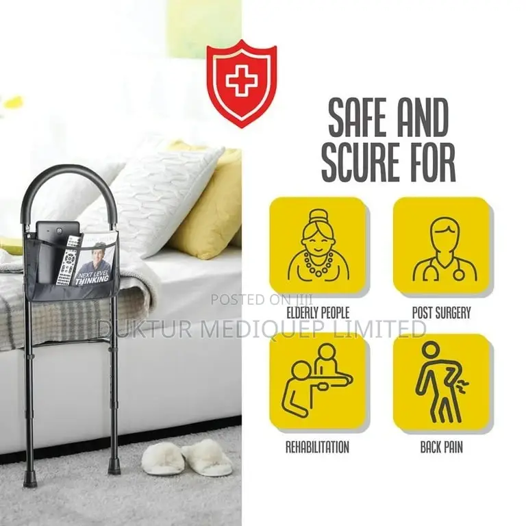 Bed Assist Rail Adjustable Heights With Storage Pocket