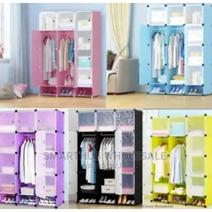 Plastic Wardrobe Pink,Blue,Black