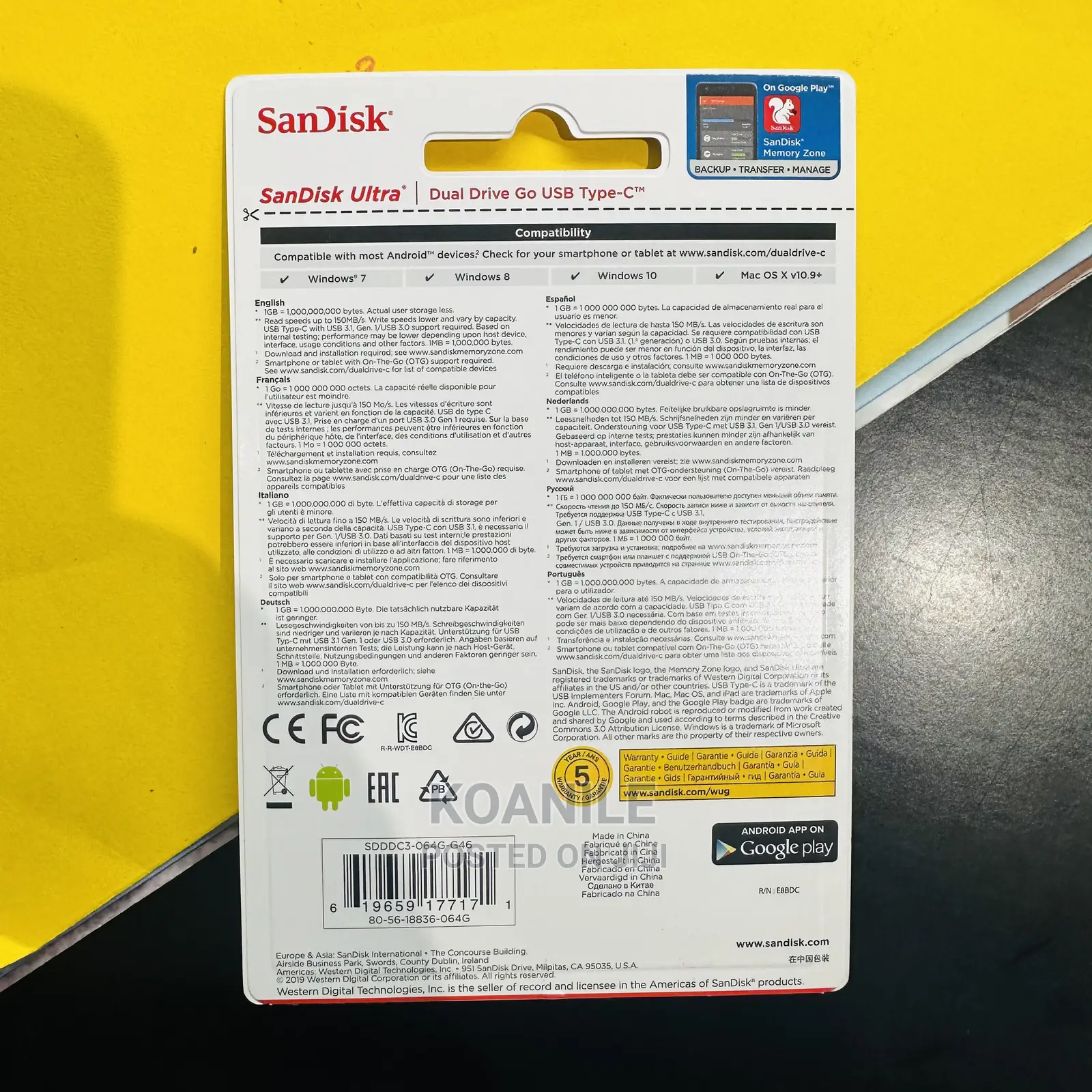 Sandisk 64GB Ultra Dual Drive Go USB Type-c Flash Drive