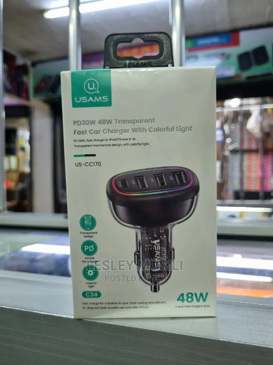 Usams Us-Cc170 C34 Pd30w 48W 4-Port Car Fast Charger