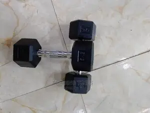 A Piece of Hexagonal Rubber Coated Dumbell 5kg