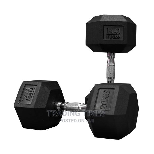 20kg Hexagonal Rubber Coated Dumbels