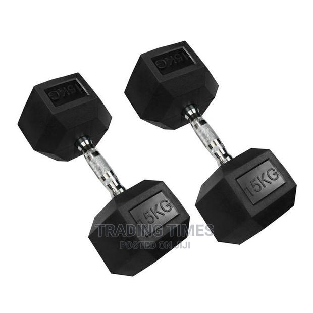15 Kg Hexagonal Dumbells Rubber Coated