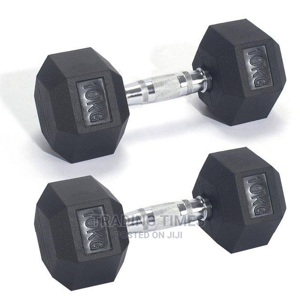 10kg Hexagonal Dumbellsrubber Coated