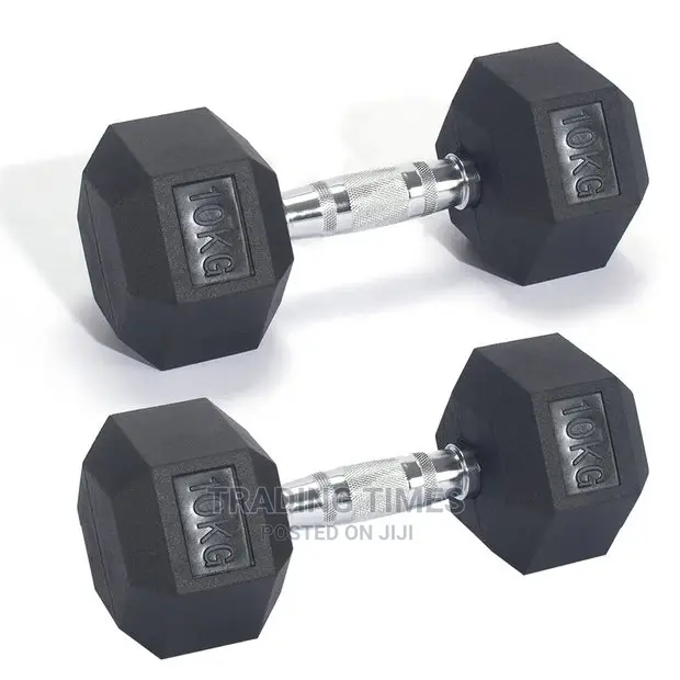 10kg Hexagonal Dumbellsrubber Coated