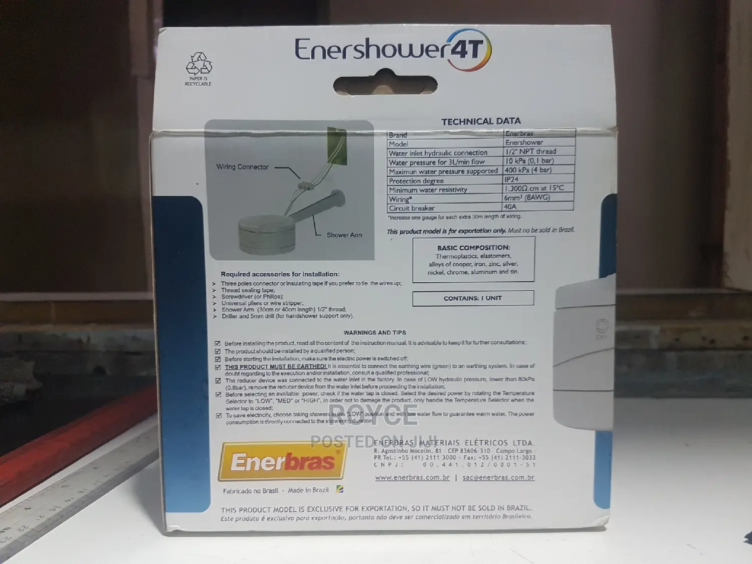 Enershower 4T Insant Shower Head
