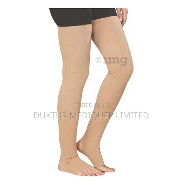Medical Premium Thigh High Compression Stockings Black/Beige