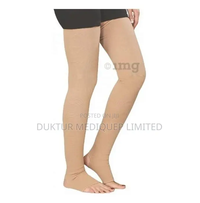 Medical Premium Thigh High Compression Stockings Black/Beige